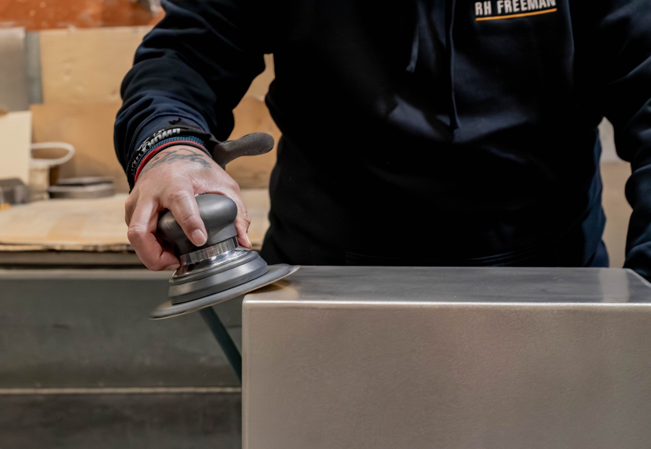 Finishing work in the RH Freeman workshop